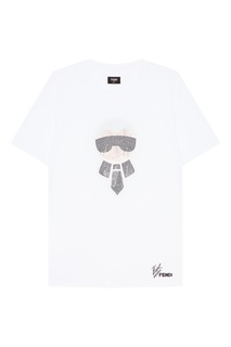 Белая футболка с кристаллами Fendi