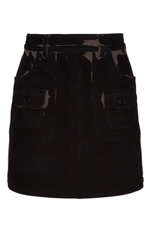 Черная юбка с карманами и принтом Prada