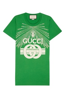 Зеленая футболка с кристаллами Gucci