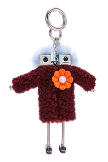 Подвеска-кукла с бордовым мехом Fendi