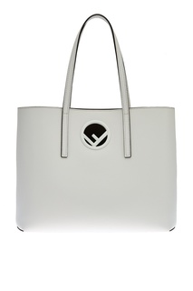 Белая кожаная сумка Logo Fendi