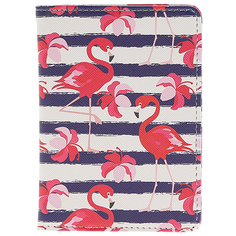 Обложка для паспорта LADY PINK полосатая фламинго