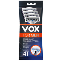 Станок для бритья одноразовый VOX FOR MEN с тройным лезвием 4 шт