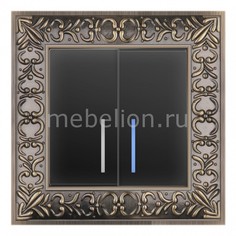 Выключатель двухклавишный с подсветкой Antik (Черный матовый) WL08-SW-2G-2W+WL08-SW-2G-LED Werkel