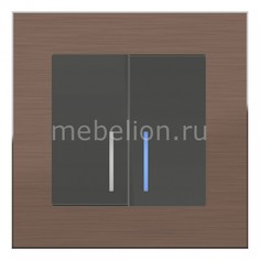 Выключатель проходной двухклавишный с подсветкой Aluminium (Серо-коричневый) WL07-SW-1G+WL07-SW-2G-2W-LED Werkel