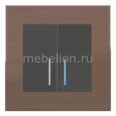 Выключатель двухклавишный с подсветкой Aluminium (Серо-коричневый) WL07-SW-2G-2W+WL07-SW-2G Werkel