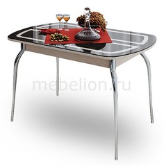 Стол обеденный Милан хром/дуб белфорт/коричневый с рисунком Мебель Трия