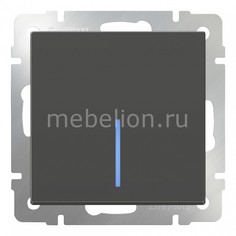 Выключатель проходной одноклавишный с подсветкой без рамки Серо-коричневый WL07-SW-1G-2W-LED Werkel