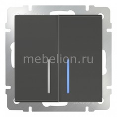 Выключатель двухклавишный с подсветкой без рамки Серо-коричневый WL07-SW-2G Werkel