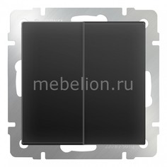 Выключатель двухклавишный без рамки Черный матовый WL08-SW-2G Werkel
