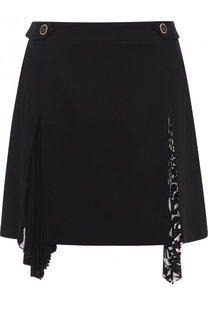 Шерстяная мини-юбка с плиссированной вставкой Givenchy