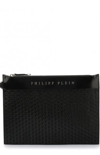 Кожаный клатч на молнии с тиснением Philipp Plein