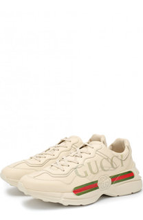 Кожаные кроссовки Rhyton на шнуровке Gucci