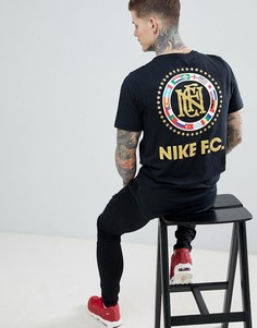 Черная футболка с принтом на спине Nike FC 911396-010 - Черный