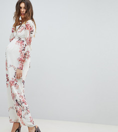 Платье макси на пуговицах с длинными рукавами и принтом Hope & Ivy Maternity - Мульти