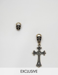 Серьги с черепом и крестом Reclaimed Vintage эксклюзивно для ASOS - Золотой