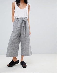 Строгие широкие брюки с поясом Pull&Bear - Серый Pull&;Bear
