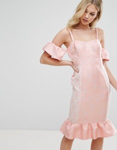Платье миди с оборкой Missguided - Розовый