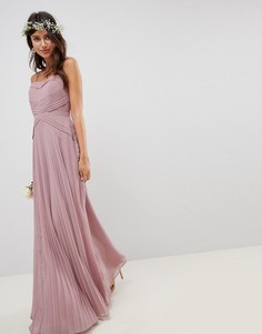 Плиссированное платье макси с кружевными вставками ASOS DESIGN - Розовый