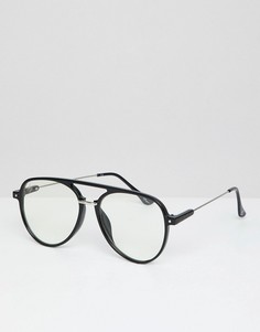 Серебристые очки-авиаторы с прозрачными стеклами Jeepers Peepers - Черный