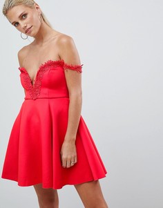Платье с кружевной отделкой Rare - Красный