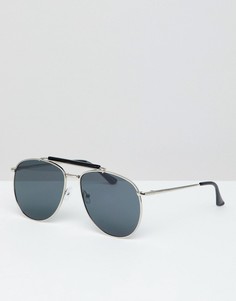 Солнцезащитные очки-авиаторы с черными стеклами 7x - Серебряный