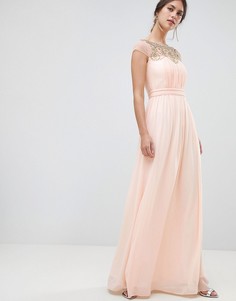 Плиссированное платье макси с отделкой Minuet - Розовый