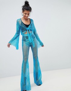 Расклешенные брюки с блестящей отделкой Elsie & Fred - Синий