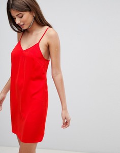 Атласное платье мини на бретельках Fashion Union - Красный