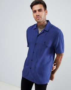 Синяя приталенная рубашка с воротником в виде лацканов Religion - Синий