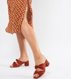 Замшевые босоножки на каблуке для широкой стопы Depp - Оранжевый