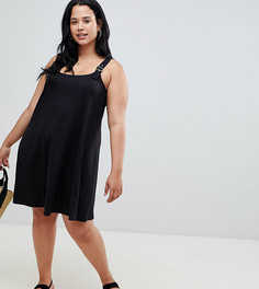Свободный сарафан с пряжками на бретельках ASOS DESIGN Curve - Черный