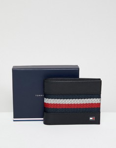 Черный кожаный бумажник с контрастной вставкой Tommy Hilfiger - Черный