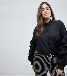 Рубашка со сборками на рукавах AX Paris Plus - Черный