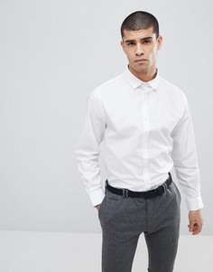 Однотонная поплиновая рубашка узкого кроя Process Black - Белый