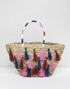 Соломенная пляжная сумка с кисточками Vincent Pradier - Мульти
