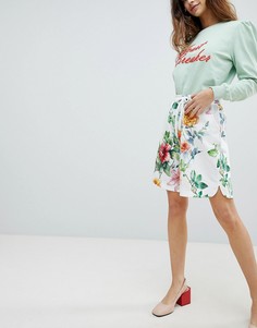 Удлиненные шорты с цветочным принтом Soaked In Luxury - Белый