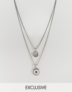 Серебристое двухслойное ожерелье Reclaimed Vintage Inspired эксклюзивно для ASOS - Серебряный
