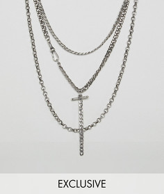 Ярусное серебристое ожерелье Reclaimed Vintage эксклюзивно для ASOS - Серебряный