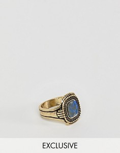 Кольцо с синим полудрагоценным камнем Reclaimed Vintage эксклюзивно для ASOS - Золотой