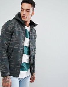 Куртка с капюшоном и камуфляжным принтом Pull&Bear - Зеленый Pull&;Bear