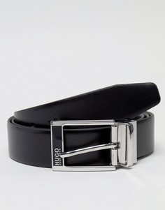 Подарочный набор с черным двусторонним кожаным ремнем HUGO Gilb - Черный