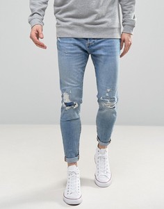 Светлые рваные джинсы-морковки Pull&Bear - Синий Pull&;Bear