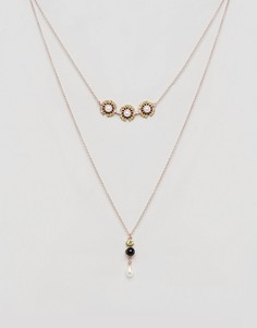 Ярусное ожерелье с искусственным жемчугом Johnny Loves Rosie Charcole - Золотой