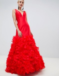 Платье макси с 3D отделкой Jovani - Красный
