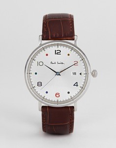 Часы 41 мм с коричневым кожаным ремешком Paul Smith PS0060002 - Черный