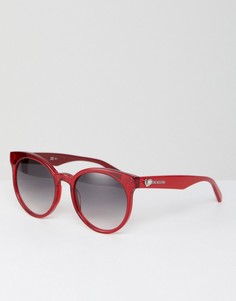 Красные круглые солнцезащитные очки LOVE Moschino - Красный