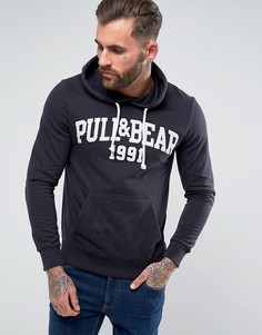 Худи темно-синего цвета Pull&Bear - Синий Pull&;Bear