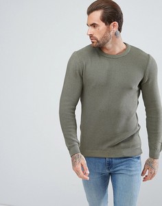Фактурный джемпер цвета хаки с круглым вырезом Pull&Bear - Зеленый Pull&;Bear