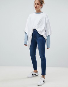 Джинсы супероблегающего кроя с завышенной талией Pull&Bear - Синий Pull&;Bear